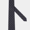 Navy fancy silk tie - Made In Italy