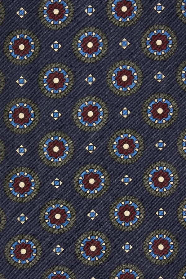 Navy fancy silk tie - Made In Italy