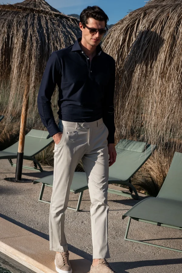 Navy jersey popover shirt - Made in Italy