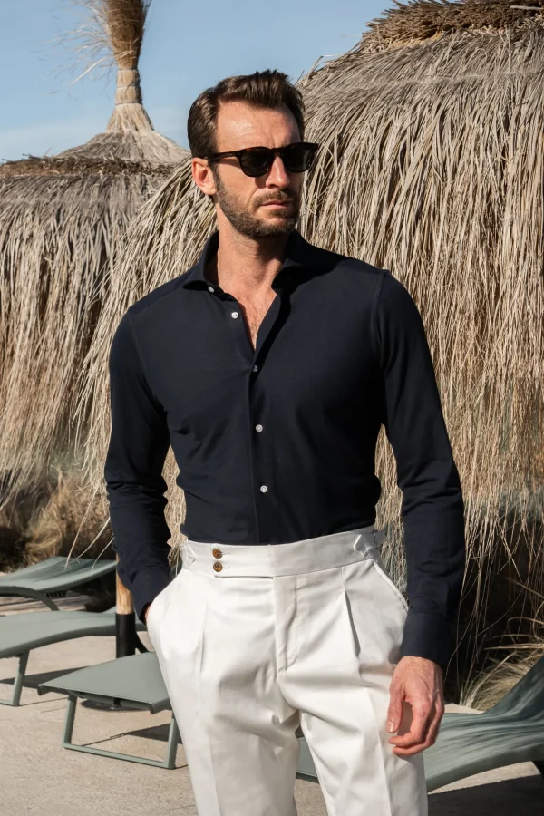 Navy jersey shirt - Made in Italy