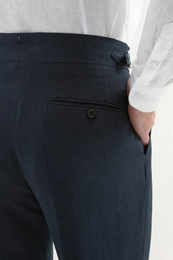 Navy linen Soragna trousers - Made in Italy