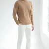 Ochre cashmere round neck – Made in italy