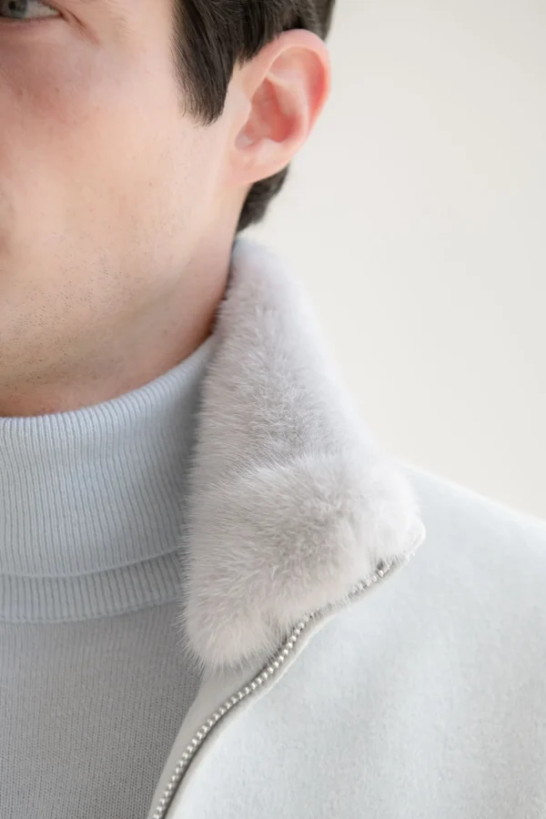 Off-white bomber with removable mink collar – Made in Italy