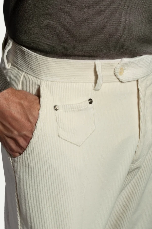Off-white corduroy Sirmione trousers - Made in Italy