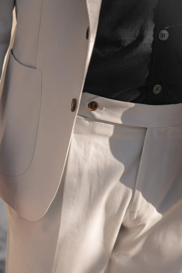 Off-white cotton and cashmere suit - Made in Italy