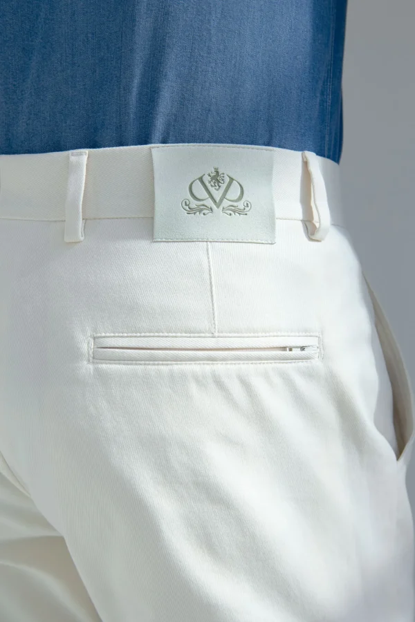 Off-white cotton and cashmere Garda trousers - Made in Italy