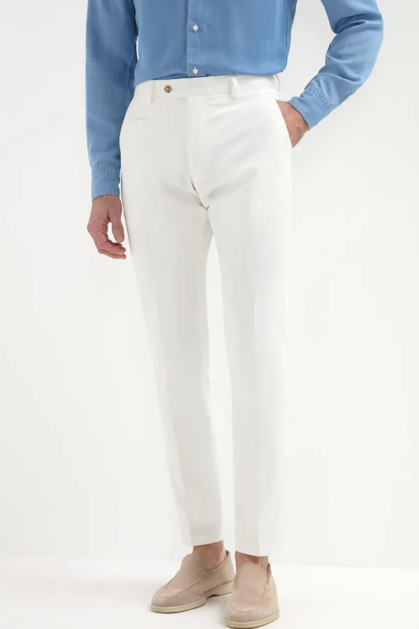 Off-white cotton Garda trousers - Made in Italy