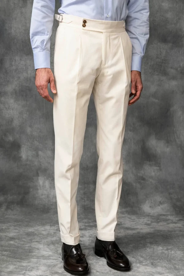 Off-white cotton Soragna trousers - Made in Italy