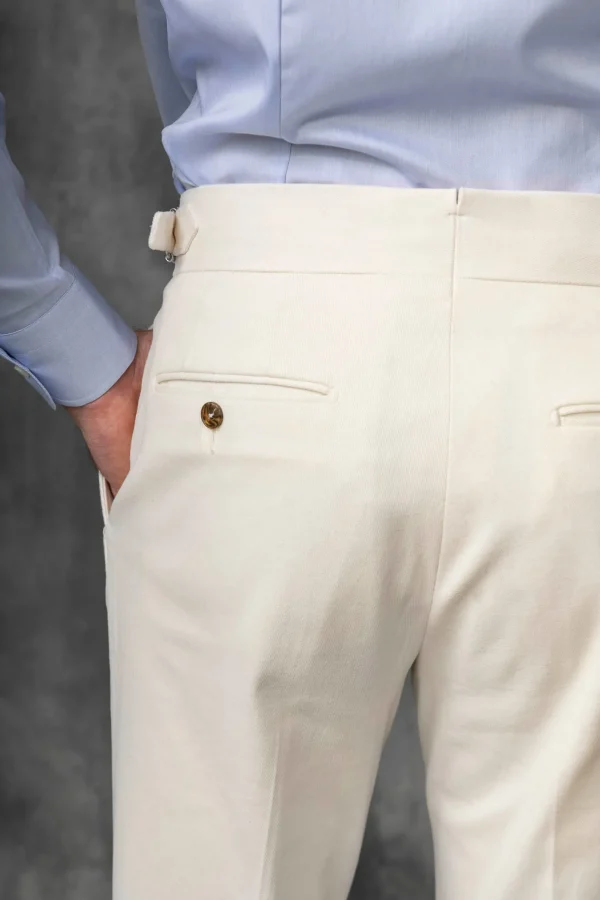 Off-white cotton Soragna trousers - Made in Italy