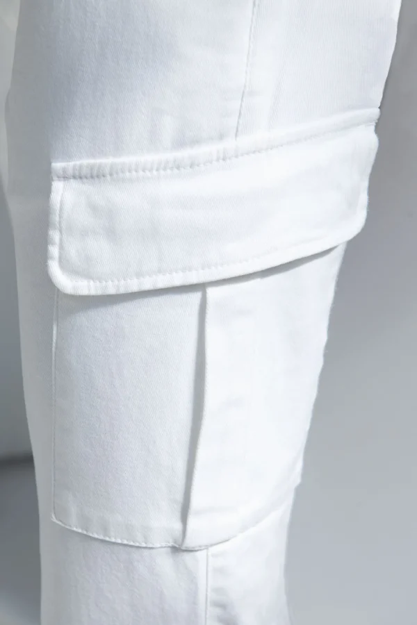 Off-white stretch canvas cargo - Made in Italy