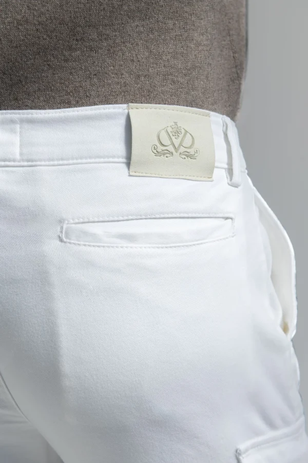 Off-white stretch canvas cargo - Made in Italy