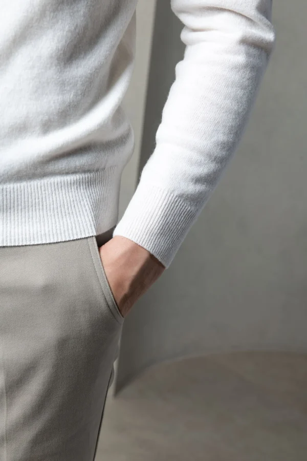 Off-white wool and cashmere half zip - Made in Italy
