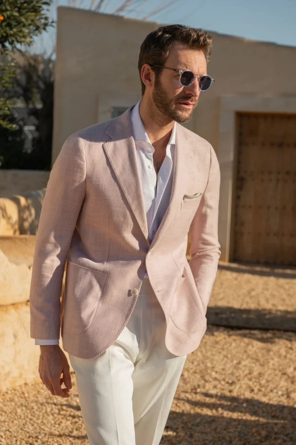 Pink jacket in cotton & silk - Made in Italy
