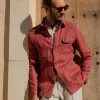 Red herringbone linen safari jacket – Made in Italy