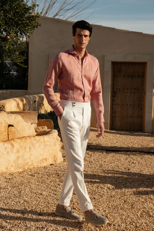 Red linen shirt - Made in Italy