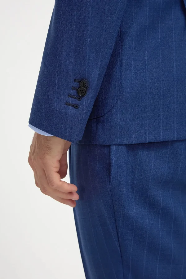 Royal blue striped suit - Made in Italy