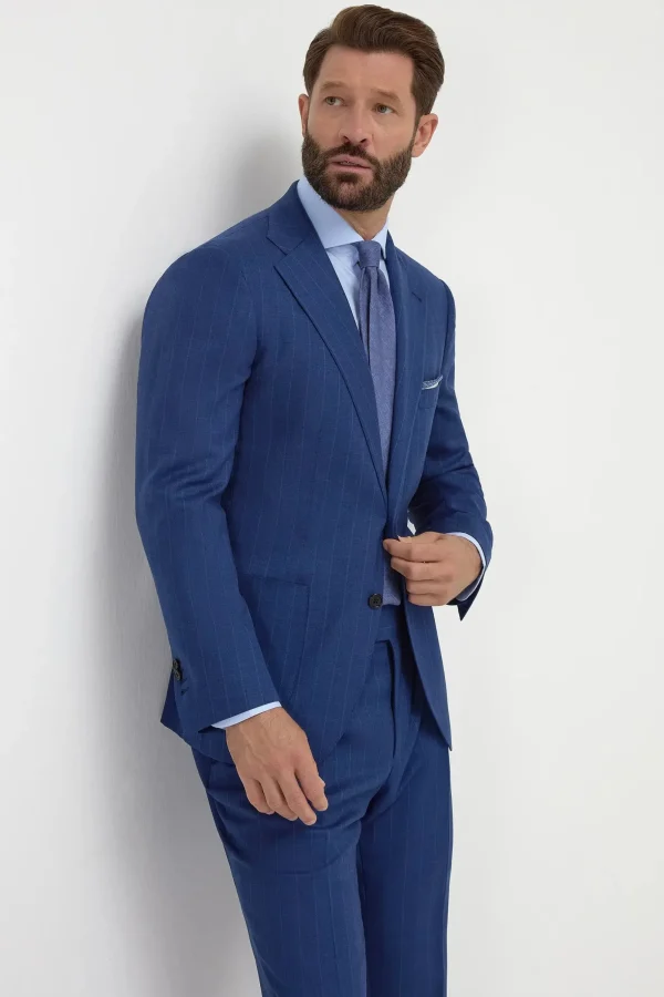 Royal blue striped suit - Made in Italy