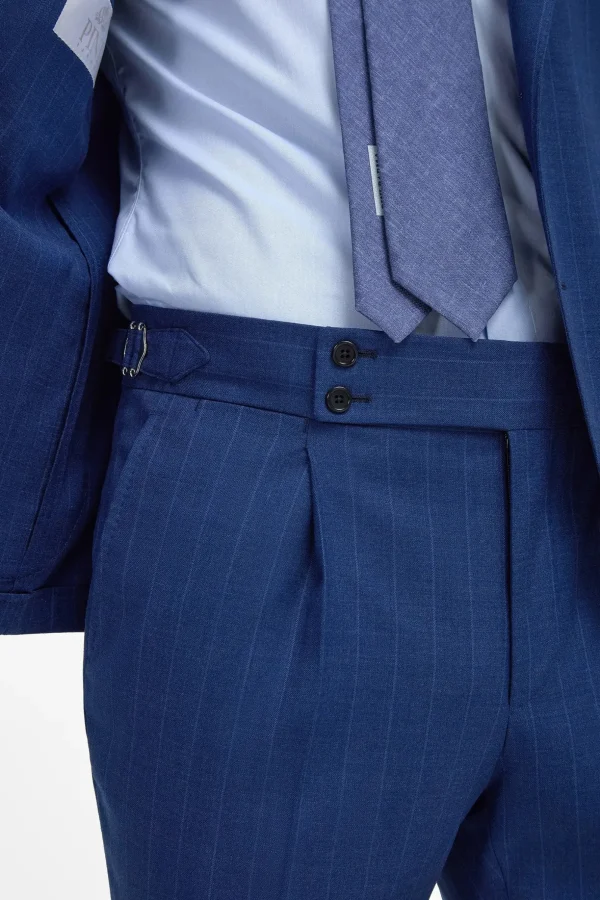 Royal blue striped suit - Made in Italy