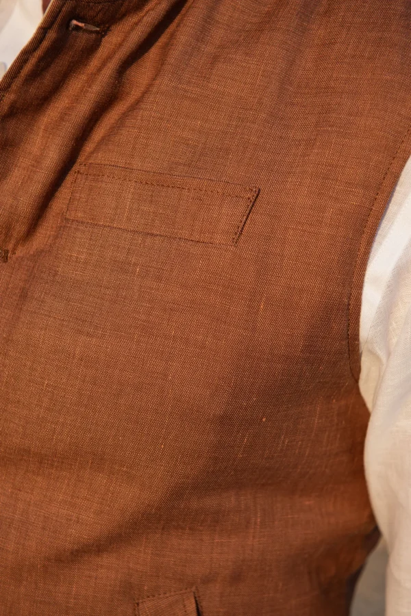 Rusty and beige reversible vest – Made in Italy