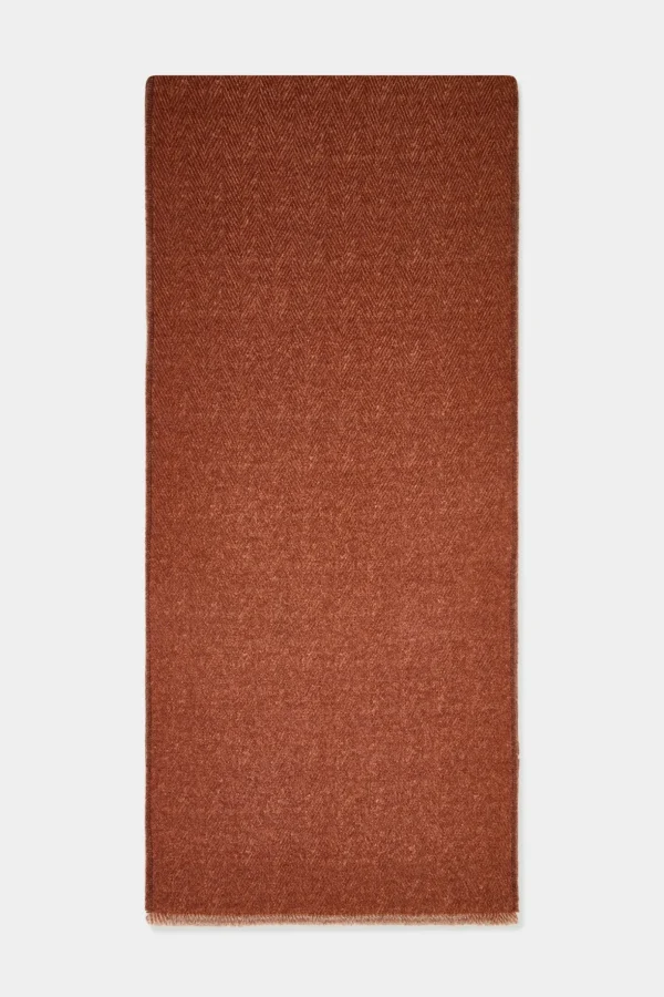 Rusty and taupe reversible herringbone scarf - Made in Italy