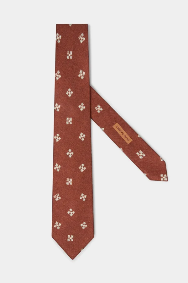 Rusty fancy silk tie - Made In Italy