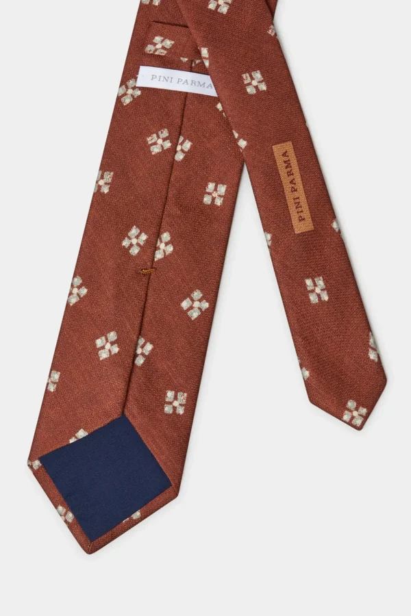 Rusty fancy silk tie - Made In Italy