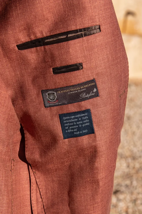 Rusty wool linen and silk jacket - Made in Italy