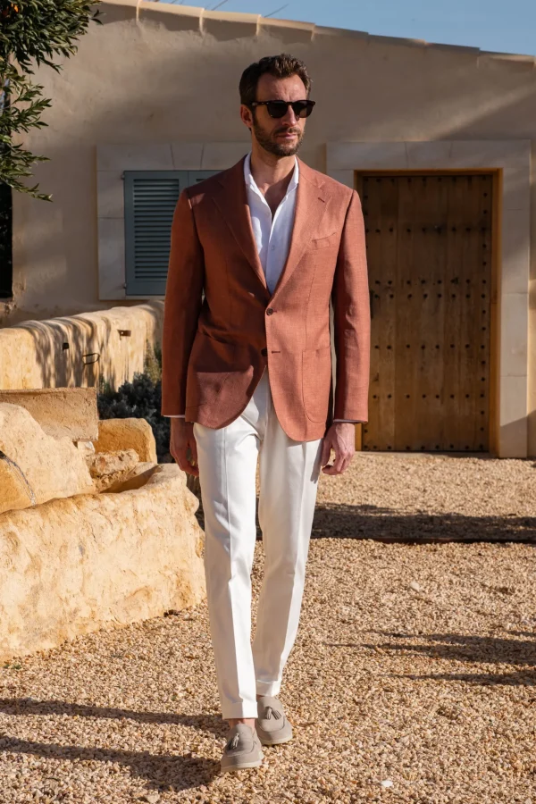 Rusty wool linen and silk jacket - Made in Italy