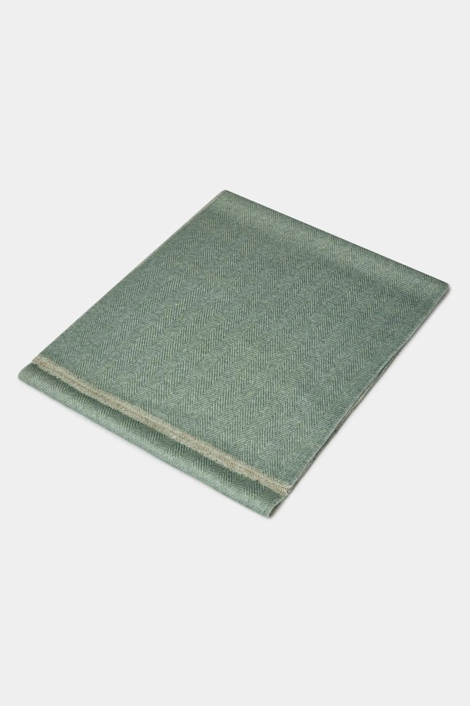 sage_and_beige_reversible_3.webp Sage and beige reversible herringbone scarf - Made in Italy