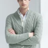 Sage cable knit cardigan – Made in Italy