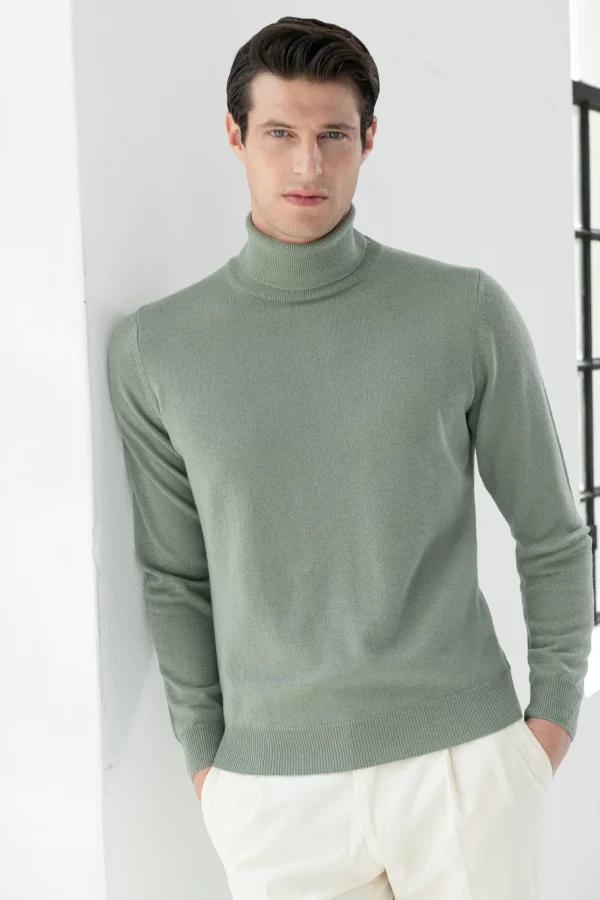 Sage cashmere turtleneck – Made in italy