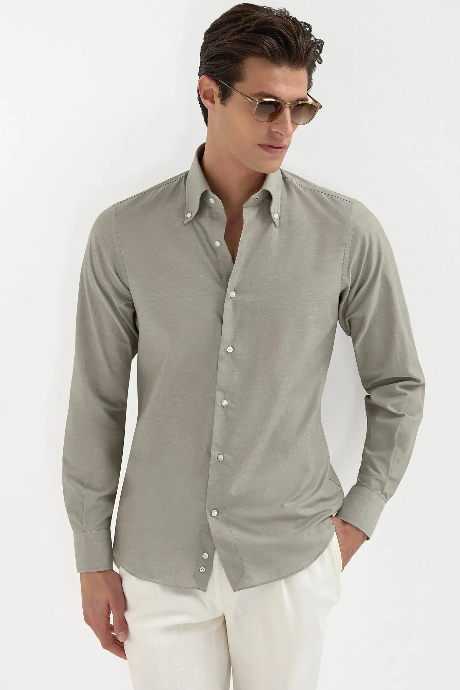 sage_chambray_button_down_0.webp Sage chambray button down shirt - Made in Italy