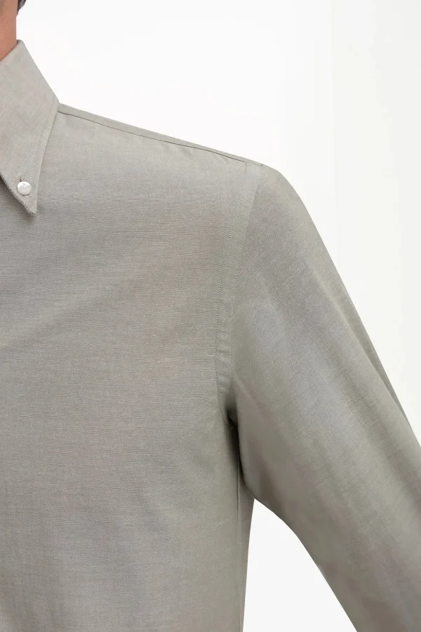 Sage chambray button down shirt - Made in Italy