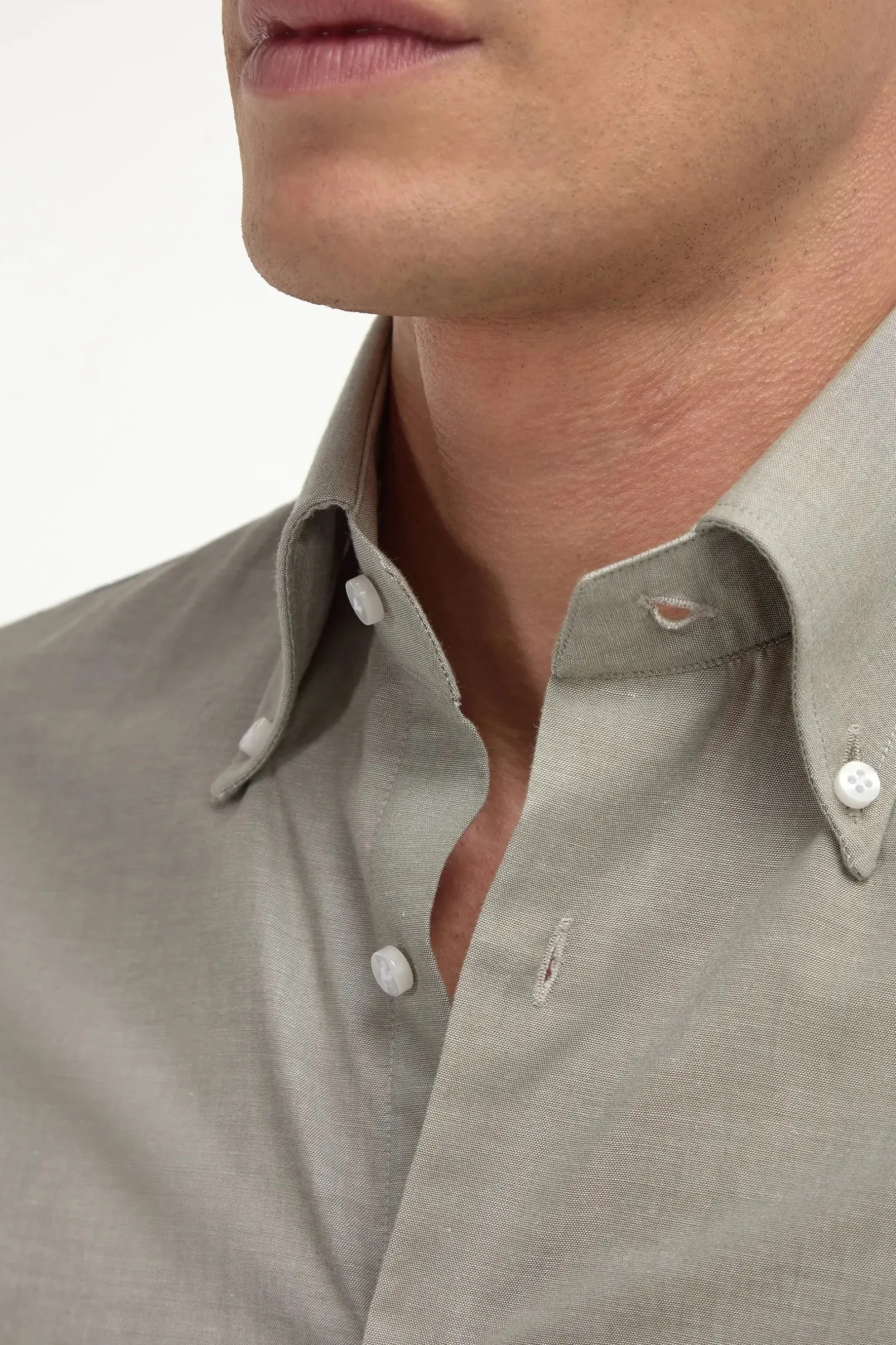 sage_chambray_button_down_2.webp Sage chambray button down shirt - Made in Italy