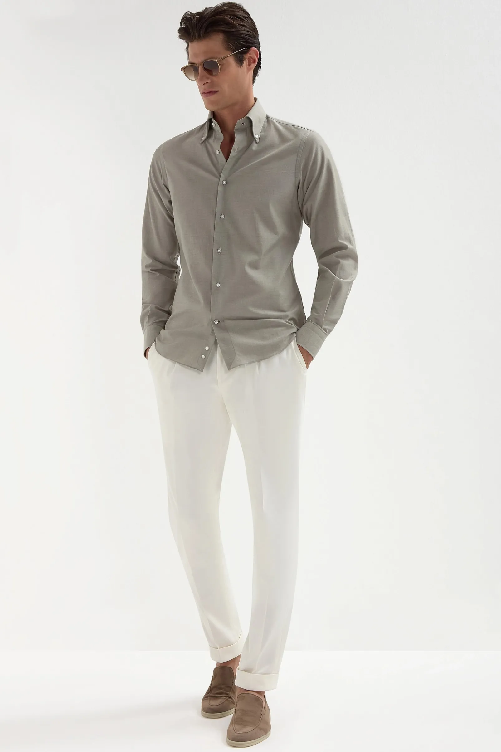 sage_chambray_button_down_4.webp Sage chambray button down shirt - Made in Italy
