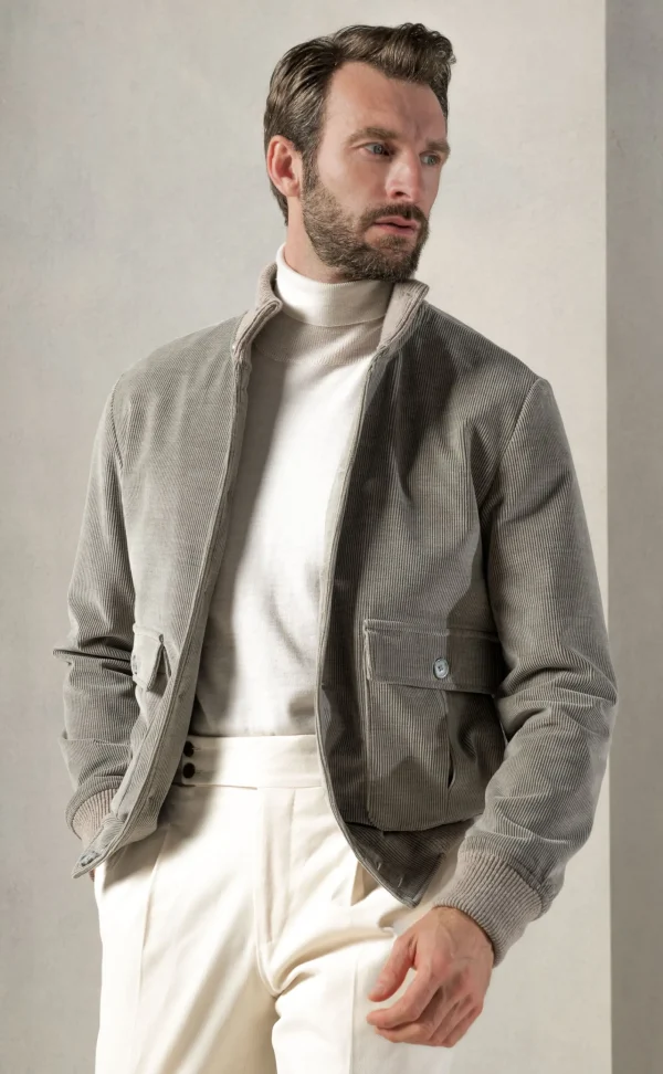 Sage corduroy bomber jacket – Made in Italy