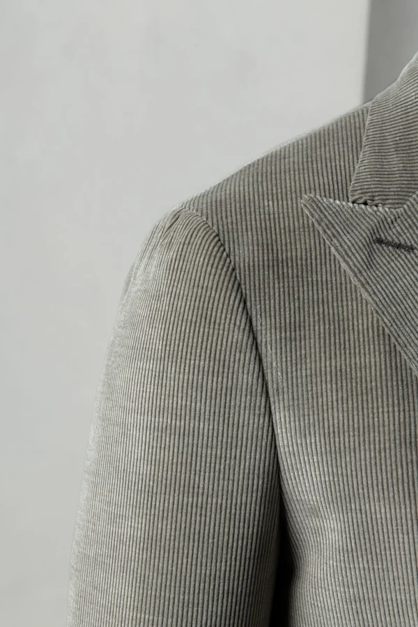 Sage corduroy double breasted jacket - Made in Italy