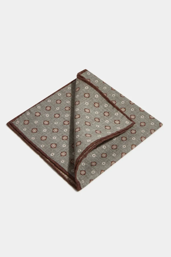 Sage fancy reversible pocket square - Made in Italy