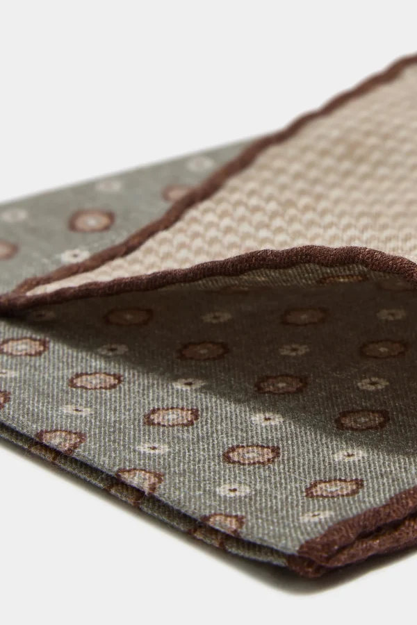 Sage fancy reversible pocket square - Made in Italy