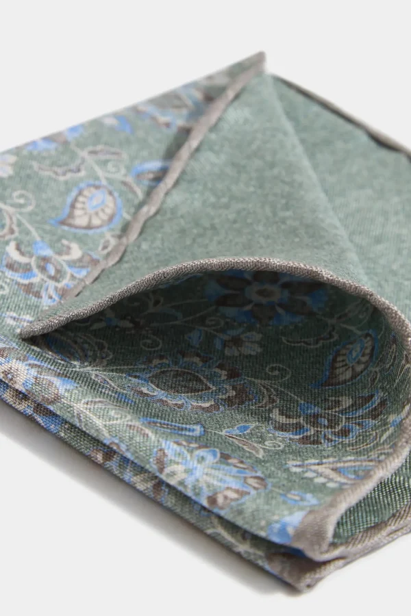 Sage flower fancy pocket square - Made in Italy