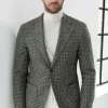 Sage houndstooth jacket - Made in Italy