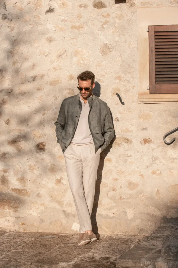 Sage linen bomber jacket – Made in Italy
