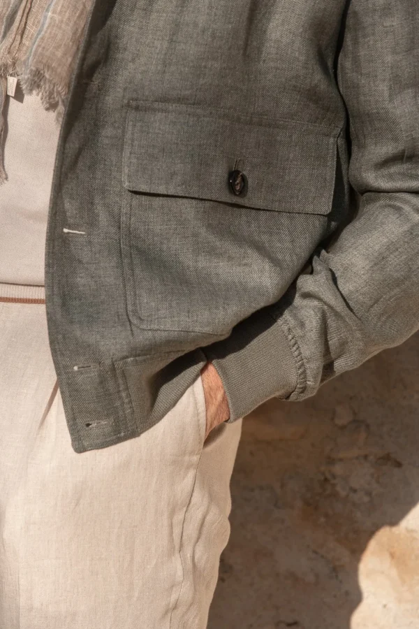Sage linen bomber jacket – Made in Italy