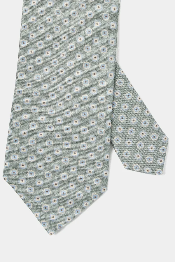 Sage micro fancy silk tie - Made in Italy