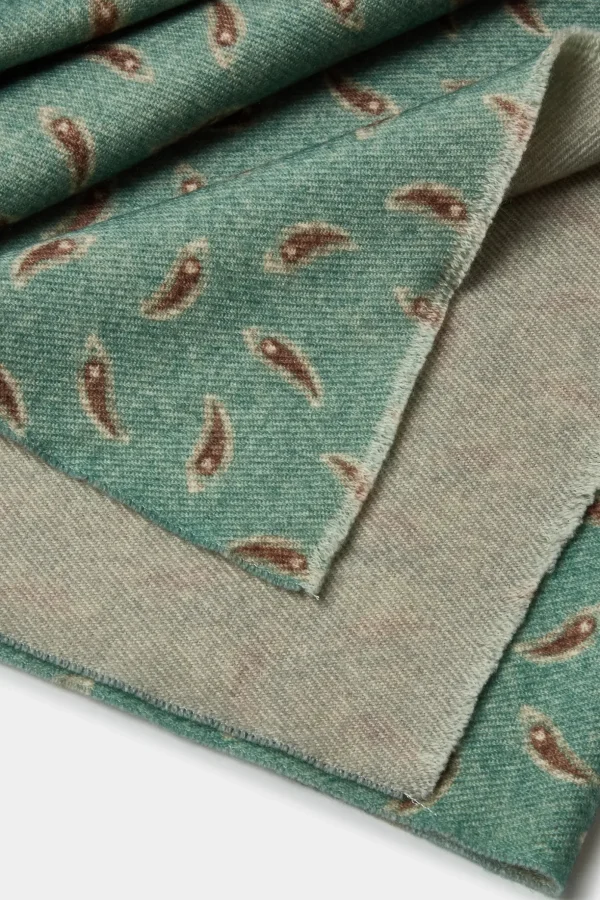 Sage paisley reversible scarf - Made in Italy