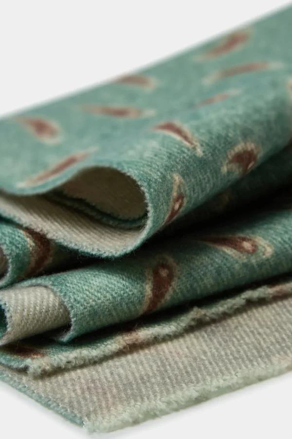 Sage paisley reversible scarf - Made in Italy