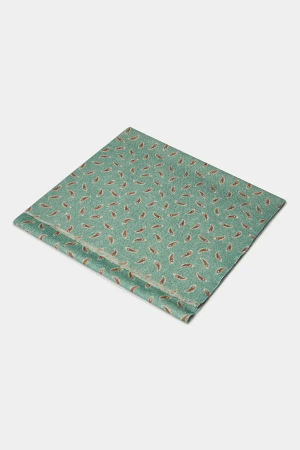 Sage paisley reversible scarf - Made in Italy