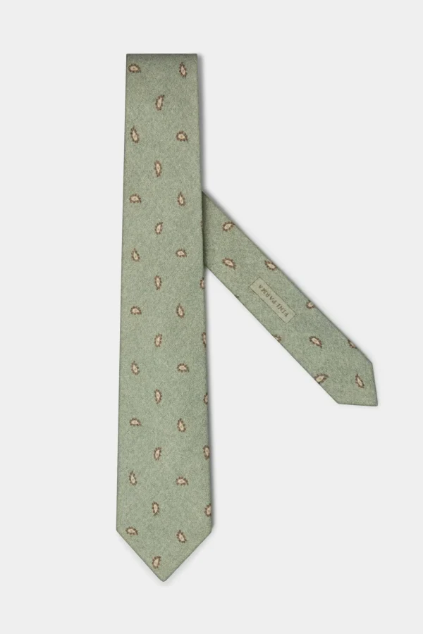 Sage paisley tie - Made In Italy