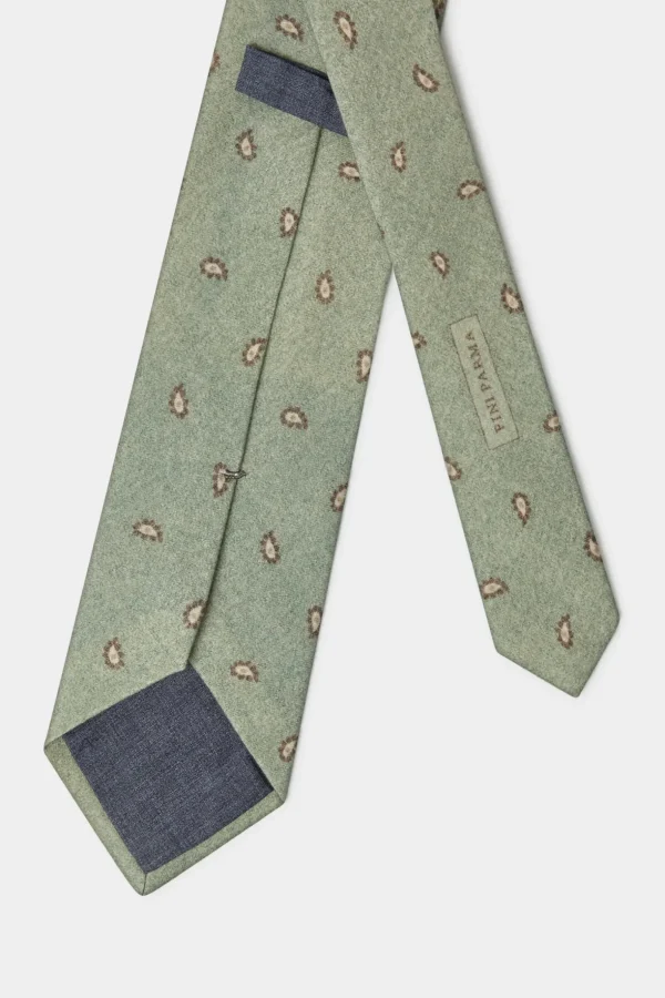 Sage paisley tie - Made In Italy