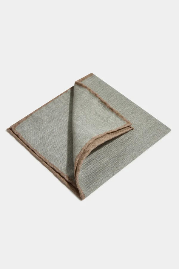 Sage reversible pocket square - Made in Italy